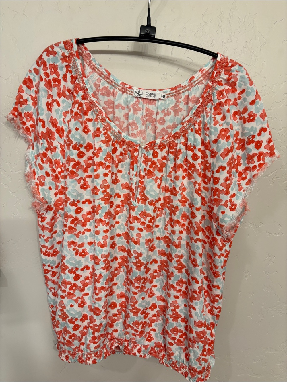 Carve Designs elastic bottom rayon top, L, orange